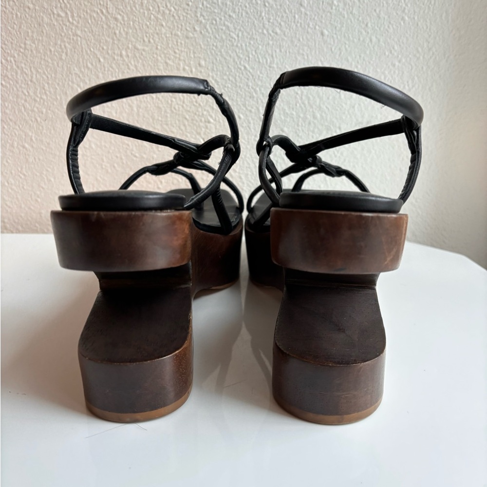 Cult Gaia Nela Wooden Platform Sandals Shoes Size 41 EU 11 US Black - Picture 10 of 12